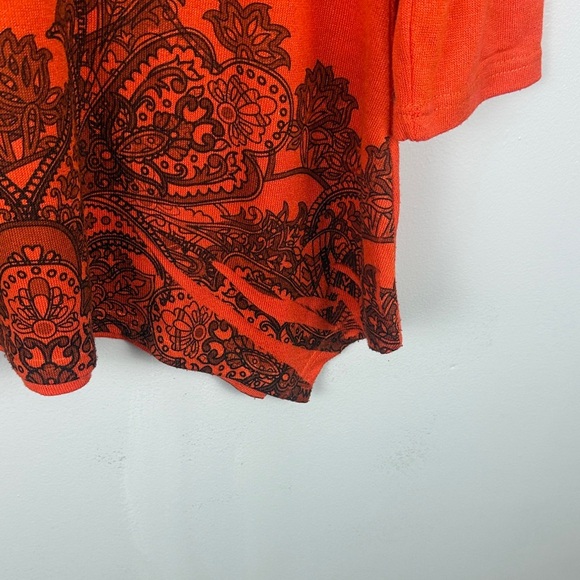 Domani Casual Stylish Cotton Blend Orange & Black Mandala Inspired Boho Top L - Picture 6 of 11